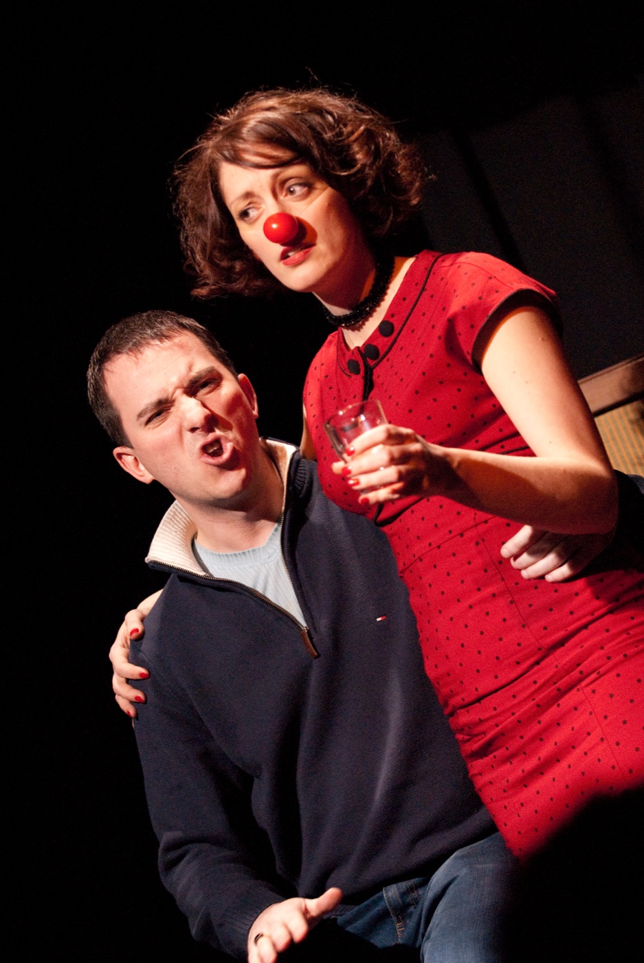 Rebecca Northan as Mimi in Blind Date, opposite a recruited audience member.